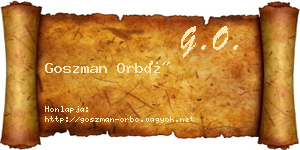 Goszman Orbó névjegykártya